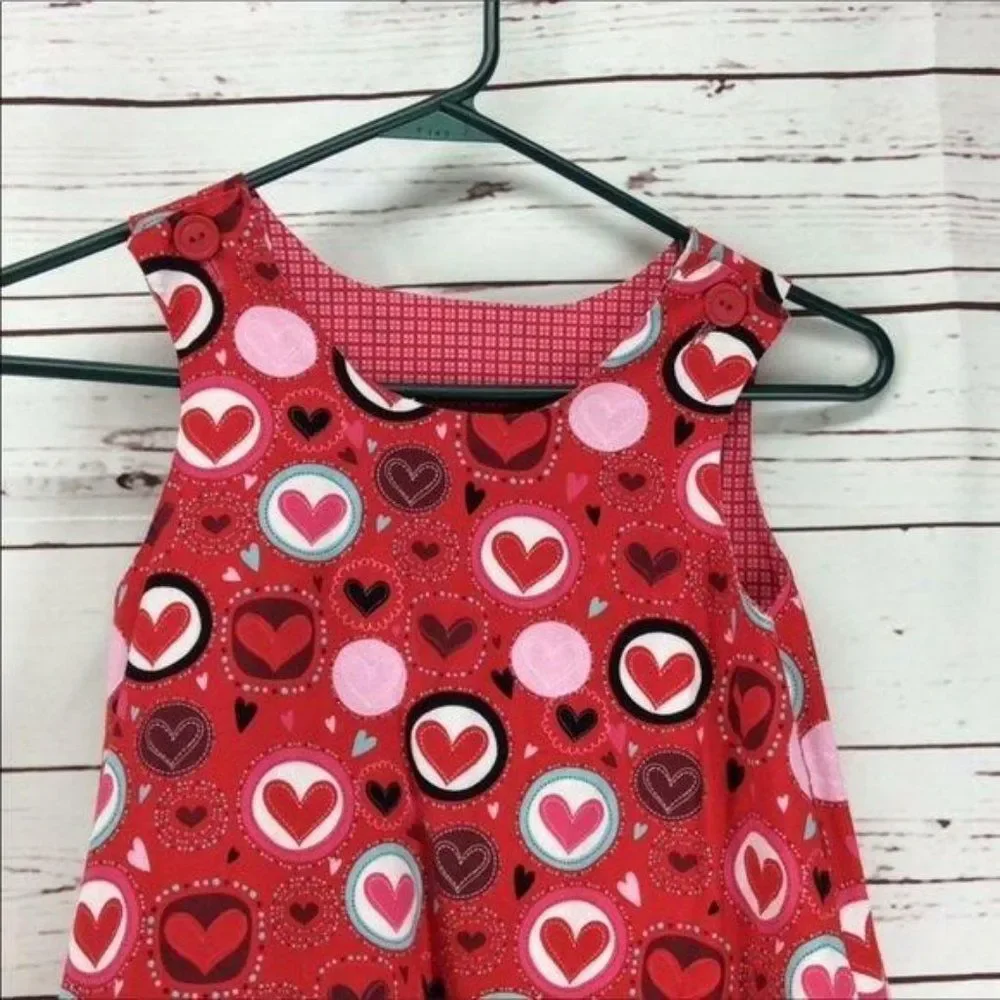 Handmade‎ Hearts Red Reversible handmade medium Girl dress